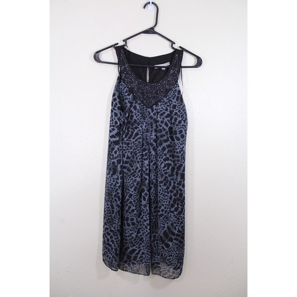 LIV Sleeveless Floral Dress Beaded Collar Animal Print Size 6 New‎ With Tag - Picture 5 of 9